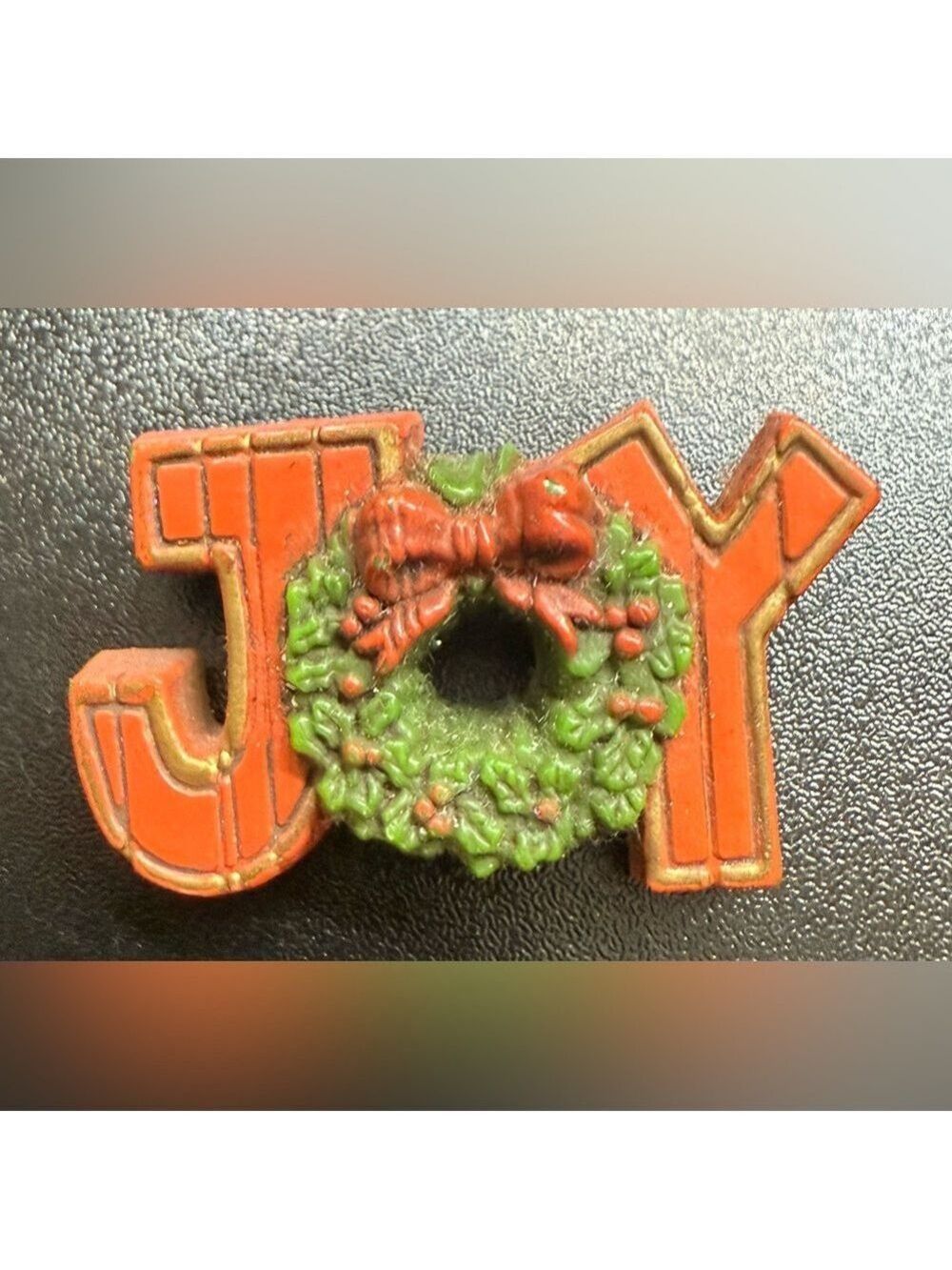 VINTAGE Hallmark Cards JOY 3D Christmas Holiday Brooch